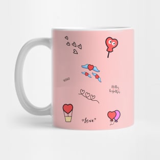 Aesthetic Cute Valentines Day Hearts And Quotes Pack Pattern Mug